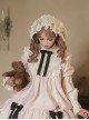 Glass Flower House Series Apricot Exquisite Versatile Layered Lace Trim Bowknot Decoration Classic Lolita Headband