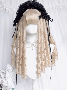 Curiosity House Series Vintage Elegant Antique White Roman Curls Classic Lolita Medium Wig