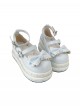 Thousand Layer Tata Series Round Toe Bowknot Decoration Metal Buckle Cake Pure White Double Layer Lace Sweet Lolita Thick Sole Shoes