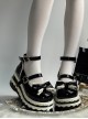 Thousand Layer Tata Series Round Toe Bowknot Decoration Metal Buckle Cake Pure White Double Layer Lace Sweet Lolita Thick Sole Shoes
