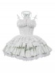Bolilu Series Exquisite Bead Chain Halter Neck Bowknot Lace DecorationMulti-Layered Ruffle Hem Ballet Style Sweet Lolita Suspender Dress