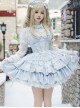 Bolilu Series Exquisite Bead Chain Halter Neck Bowknot Lace DecorationMulti-Layered Ruffle Hem Ballet Style Sweet Lolita Suspender Dress