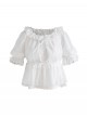 Daily Simple Versatile Round Neck Bowknot Ruffle Lace Trim Decoration Collar Two Way Sweet Lolita Short-Sleeved Shirt