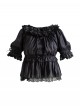 Daily Simple Versatile Round Neck Bowknot Ruffle Lace Trim Decoration Collar Two Way Sweet Lolita Short-Sleeved Shirt