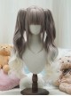 Cute Daily Versatile Straight Bangs Bob Hair Sweet Lolita Gradient Tiger Mouth Clip Double Ponytail Long Curly Wig