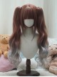 Cute Daily Versatile Straight Bangs Bob Hair Sweet Lolita Gradient Tiger Mouth Clip Double Ponytail Long Curly Wig