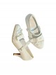 Pearl Prologue Series Elegant Lace Bowknot Pearl Decoration Velcro Laces Sweet Lolita Pointed Toe Slim High Heels