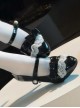Pearl Prologue Series Elegant Lace Bowknot Pearl Decoration Velcro Laces Sweet Lolita Pointed Toe Slim High Heels