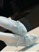 Pearl Prologue Series Elegant Lace Bowknot Pearl Decoration Velcro Laces Sweet Lolita Pointed Toe Slim High Heels