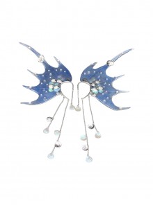 Mermaid Princess Sparkling Dreamy Fairy Pearl Shell Tassel Mermaid Fin Earrings Sweet Lolita Side Clip Earrings
