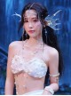 Mermaid Princess Sparkling Dreamy Fairy Pearl Shell Tassel Mermaid Fin Earrings Sweet Lolita Side Clip Earrings