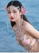 Mermaid Princess Sparkling Dreamy Fairy Pearl Shell Tassel Mermaid Fin Earrings Sweet Lolita Side Clip Earrings