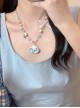 Ocean Vacation Style Fresh Cute Blue White Dreamy Starfish Pearl Silver Chain Kawaii Fashion Shell Necklace