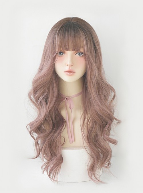 Fashion Daily Natural Full Head Big Wave Air Bangs Sweet Lolita Long Curly Wig