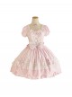 Ancient Petal Rabbit Series Exquisite Three Dimensional Bowknot Criss Cross Design Lace Decoration Petal Lace Hem Sweet Lolita Bubble Sleeve Dress