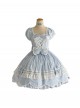 Ancient Petal Rabbit Series Exquisite Three Dimensional Bowknot Criss Cross Design Lace Decoration Petal Lace Hem Sweet Lolita Bubble Sleeve Dress