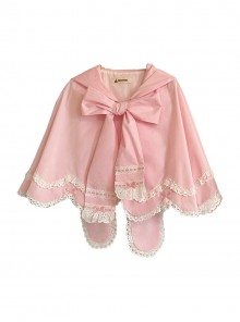 Ancient Petal Rabbit Series Cute Rabbit Ears Design Exquisite Bowknot Lace Decoration Irregular Hem Sweet Lolita Short Cape