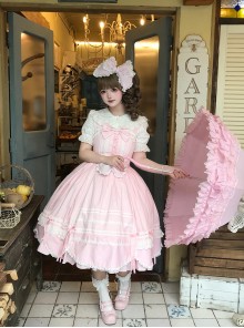 Ancient Petal Rabbit Series Ribbon Bowknot Exquisite Three Dimensional Lace Pearl Decoration Petal Lace Hem Sweet Lolita Sleeveless Dress
