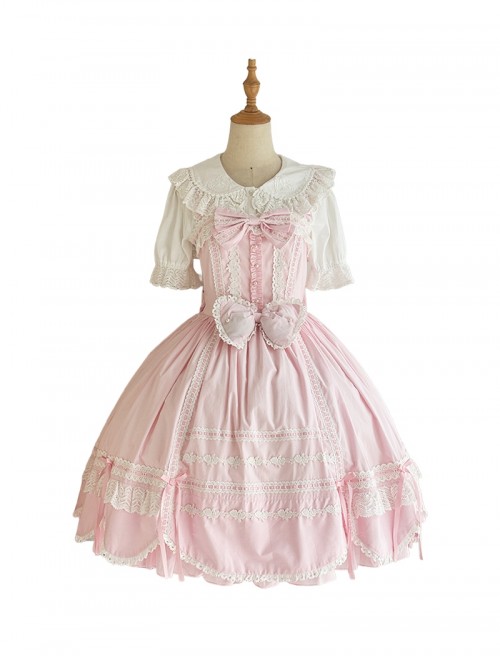 Ancient Petal Rabbit Series Ribbon Bowknot Exquisite Three Dimensional Lace Pearl Decoration Petal Lace Hem Sweet Lolita Sleeveless Dress