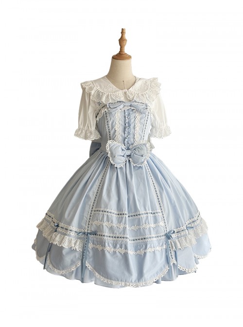 Ancient Petal Rabbit Series Ribbon Bowknot Exquisite Three Dimensional Lace Pearl Decoration Petal Lace Hem Sweet Lolita Sleeveless Dress