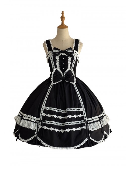 Ancient Petal Rabbit Series Ribbon Bowknot Exquisite Three Dimensional Lace Pearl Decoration Petal Lace Hem Sweet Lolita Sleeveless Dress