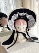 Ancient Petal Rabbit Series Bowknot Bunny Ear Decoration Large Brim White Lace Trim Sweet Lolita Bonnet Hat