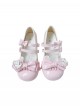 Rabbit Bear Biscuit Series Bowknot Lace Ruffle Bunny Ear Design Sweet Lolita  Round Toe Low Heel Shoes
