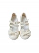 Rabbit Bear Biscuit Series Bowknot Lace Ruffle Bunny Ear Design Sweet Lolita  Round Toe Low Heel Shoes