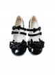 Rabbit Bear Biscuit Series Bowknot Lace Ruffle Bunny Ear Design Sweet Lolita  Round Toe Low Heel Shoes