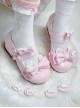 Rabbit Bear Biscuit Series Bowknot Lace Ruffle Bunny Ear Design Sweet Lolita  Round Toe Low Heel Shoes
