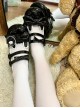 Rabbit Bear Biscuit Series Bowknot Lace Ruffle Bunny Ear Design Sweet Lolita  Round Toe Low Heel Shoes