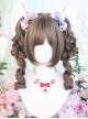 Cute Daily Versatile Air Bangs Sweet Lolita Roman Curl Double Ponytail Full Wig