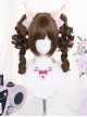 Cute Daily Versatile Air Bangs Sweet Lolita Roman Curl Double Ponytail Full Wig