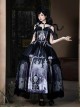 Bone Ghost Series Black Purple Three Dimensional Rose Skeleton Hand Chain Lace Halloween Subculture Skull Cross Print Gothic Lolita Top Skirt Set