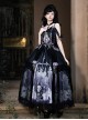 Bone Ghost Series Black Purple Three Dimensional Rose Skeleton Hand Chain Lace Halloween Subculture Skull Cross Print Gothic Lolita Top Skirt Set