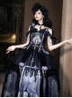Bone Ghost Series Black Purple Three Dimensional Rose Skeleton Hand Chain Lace Halloween Subculture Skull Cross Print Gothic Lolita Top Skirt Set