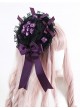 Exquisite Elegant Black Lace Purple Satin Rose Bowknot Ribbon Decoration Gothic Lolita Small Top Hat