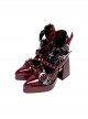 Luna Prayer Series Fashion Subculture Pointed Metal Chain Skull Cross Waterproof Platform Strap Design Gothic Lolita Thick Heel High Heels
