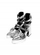 Luna Prayer Series Fashion Subculture Pointed Metal Chain Skull Cross Waterproof Platform Strap Design Gothic Lolita Thick Heel High Heels