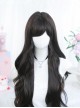 Daily Elegance Black Tea Color Hair Side Swept Bangs Natural Curly Full Head Big Waves Classic Lolita Long Curly Hair Wig