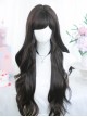 Daily Elegance Black Tea Color Hair Side Swept Bangs Natural Curly Full Head Big Waves Classic Lolita Long Curly Hair Wig