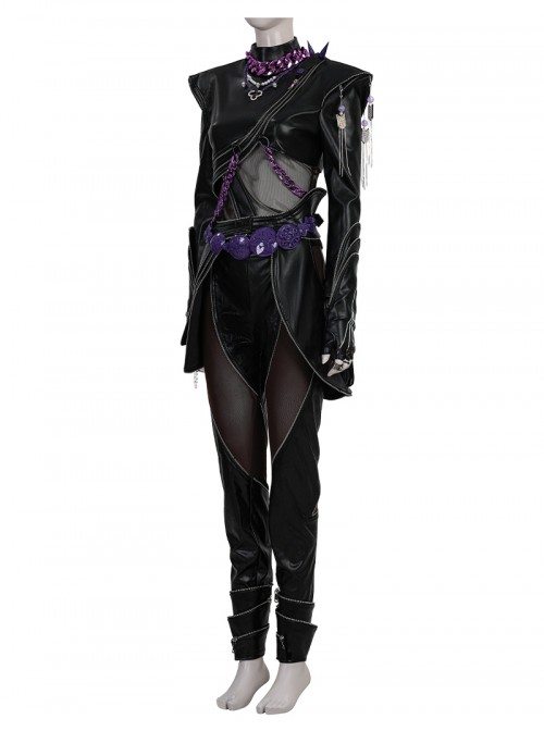 Movie Animated KPop Demon Hunters Halloween Cosplay Rumi Leather Jacket Costume Set