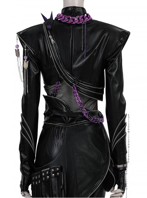 Movie Animated KPop Demon Hunters Halloween Cosplay Rumi Leather Jacket Costume Set