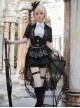 Raven Series Black British Style  Lace High Collar Metal Buckle Leg Ring Prince Style Ouji Fashion Lolita Jacket Shorts Top Tail Set