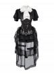 Raven Series Black British Style  Lace High Collar Metal Buckle Leg Ring Prince Style Ouji Fashion Lolita Jacket Shorts Top Tail Set
