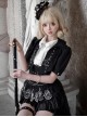 Raven Series Black British Style  Lace High Collar Metal Buckle Leg Ring Prince Style Ouji Fashion Lolita Jacket Shorts Top Tail Set