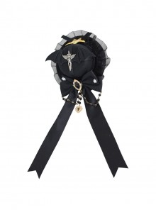 Dark Gorgeous Elegant Style Wings Sword Bat Shape Gem Metal Pearl Chain Bowknot Ribbon Lace Decoration Gothic Lolita Small Top Hat