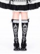 Cool Black Cute Black Bowknot White Exquisite Prints Lace Sweet Lolita Mid Calf Socks