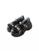 Eternal Night System Series Sweet Cool Subculture Black Lace Diamond Buckle Cross Pendant Metal Buckle Gothic Lolita Round Toe Thick Platform Shoes