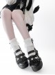 Eternal Night System Series Sweet Cool Subculture Black Lace Diamond Buckle Cross Pendant Metal Buckle Gothic Lolita Round Toe Thick Platform Shoes